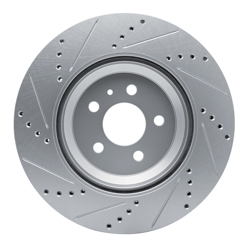 Tesla Model 3 Brake Rotor (1) - Rear Right - R1 Concepts - Drilled & Slotted - Silver - `17-`25